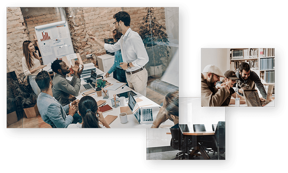 Team collaborating in a meeting